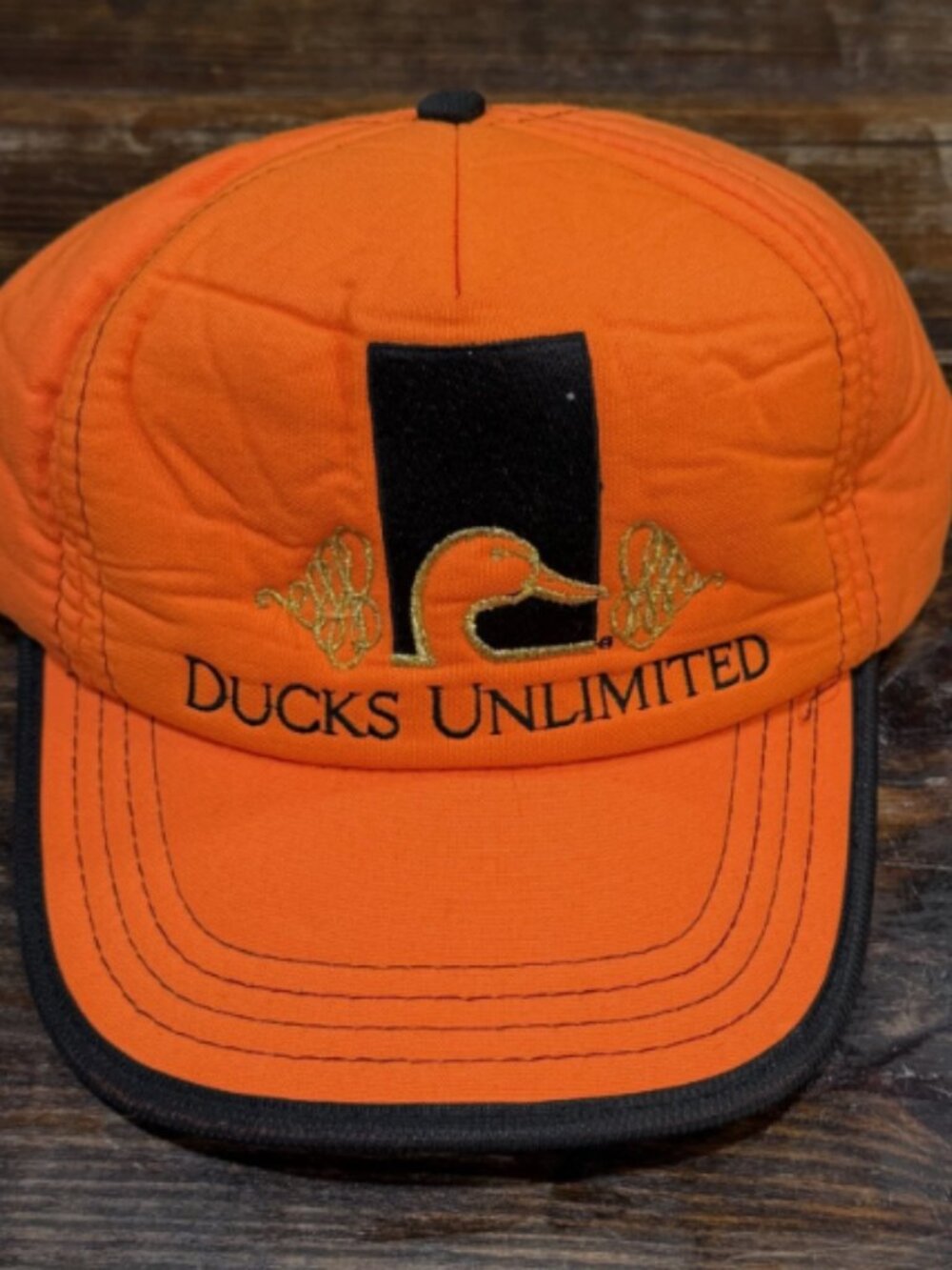 Vintage Safety Orange Sportsman Mallard Duck Hunting Hat Mesh Unstructured Taiwa